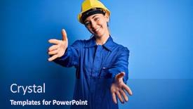  Presentation with security camera - PPT theme consisting of young-beautiful-worker-woman background and a ocean colored foreground