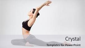  Presentation with studio - Amazing presentation design having young beautiful yoga posing backdrop and a light gray colored foreground