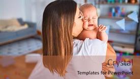  Presentation with crying baby - Beautiful presentation design featuring young-beautifull-woman backdrop and a red colored foreground