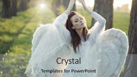  Presentation with angel - Amazing slide set having young beauty as an angel backdrop and a light gray colored foreground