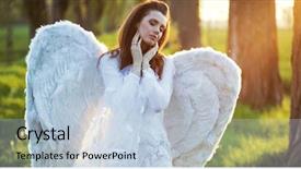  Presentation with angel moroni - Presentation design consisting of young beauty as an angel background and a light blue colored foreground