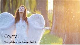  Presentation with angel broking - Amazing presentation theme having young beauty as an angel backdrop and a light blue colored foreground
