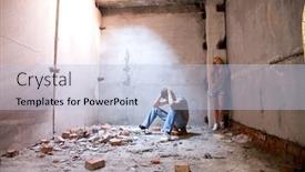  Presentation with lovers - Colorful PPT theme enhanced with young beauty lovers in the rusty building backdrop and a light blue colored foreground