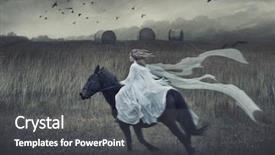  Presentation with horse riding - Theme with young beauty riding a horse background and a dark gray colored foreground