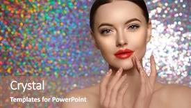  Presentation with holographic - Audience pleasing PPT layouts consisting of young beauty woman touch own backdrop and a coral colored foreground