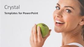  Presentation with green beauty - Beautiful PPT theme featuring young-beauty-woman-with-green backdrop and a white colored foreground