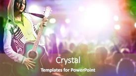  Presentation with concert - PPT theme consisting of young beauty woman with guitar background and a  colored foreground