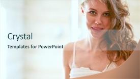  Presentation with young man and a woman - Cool new presentation with young beautyful woman in bathroom backdrop and a  colored foreground