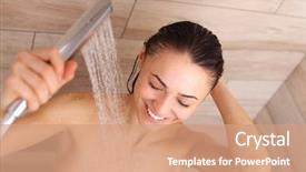  Presentation with bathroom - Amazing presentation theme having young beautyful woman under shower backdrop and a  colored foreground