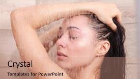 Presentation with young - Beautiful presentation featuring young beautyful woman under shower backdrop and a  colored foreground