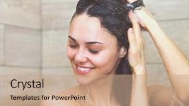  Presentation with bathroom - Amazing PPT theme having young beautyful woman under shower backdrop and a  colored foreground