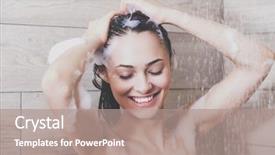  Presentation with bathroom - Presentation having young beautyful woman under shower background and a coral colored foreground