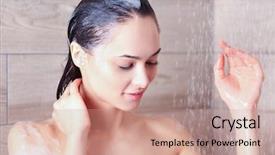  Presentation with woman in under wear - PPT layouts enhanced with young beautyful woman under shower background and a  colored foreground
