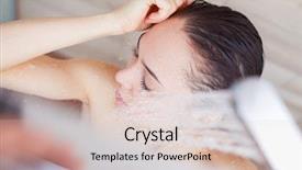  Presentation with woman in under wear - Slides having young beautyful woman under shower background and a  colored foreground