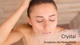  Presentation with bathroom - Slide deck featuring young beautyful woman under shower background and a  colored foreground