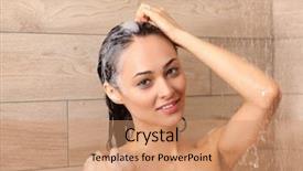  Presentation with woman in under wear - Presentation design consisting of young beautyful woman under shower background and a  colored foreground