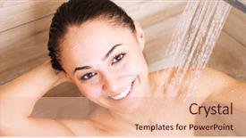  Presentation with bathroom - Colorful slide set enhanced with young beautyful woman under shower backdrop and a lemonade colored foreground