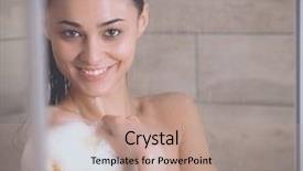  Presentation with bathroom - Colorful presentation theme enhanced with young beautyful woman under shower backdrop and a  colored foreground