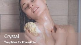  Presentation with woman in under wear - Presentation enhanced with young beautyful woman under shower background and a  colored foreground
