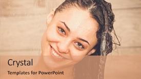  Presentation with bathroom - Colorful presentation enhanced with young beautyful woman under shower backdrop and a  colored foreground