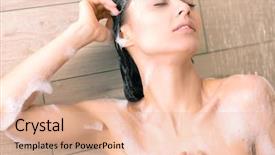  Presentation with woman in under wear - PPT layouts with young beautyful woman under shower background and a  colored foreground