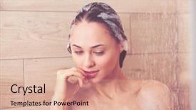  Presentation with woman in under wear - Beautiful PPT theme featuring young beautyful woman under shower backdrop and a  colored foreground