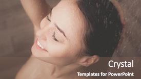  Presentation with bathroom - Slide deck with young beautyful woman under shower background and a  colored foreground
