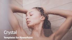  Presentation with woman in under wear - Colorful slide set enhanced with young beautyful woman under shower backdrop and a  colored foreground