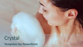  Presentation with bathroom - Audience pleasing presentation design consisting of young beautyful woman under shower backdrop and a  colored foreground