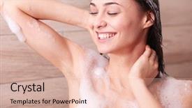  Presentation with young - Presentation theme featuring young beautyful woman under shower background and a lemonade colored foreground