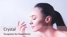  Presentation with woman in under wear - Presentation design having young beautyful woman under shower background and a  colored foreground