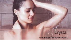  Presentation with woman in under wear - Cool new theme with young beautyful woman under shower backdrop and a  colored foreground