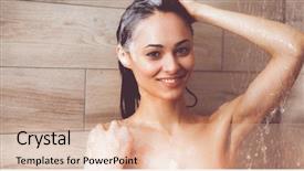  Presentation with bathroom - PPT layouts having young beautyful woman under shower background and a  colored foreground