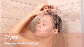 Presentation with woman in under wear - Cool new slides with young beautyful woman under shower backdrop and a coral colored foreground