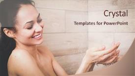  Presentation with bathroom - Beautiful PPT theme featuring young beautyful woman under shower backdrop and a  colored foreground