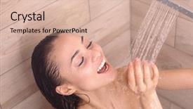  Presentation with woman in under wear - Slide set consisting of young beautyful woman under shower background and a  colored foreground