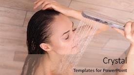  Presentation with woman in under wear - Slide deck having young beautyful woman under shower background and a  colored foreground