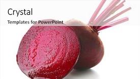  Presentation with young - Colorful presentation theme enhanced with young beets isolated on white backdrop and a white colored foreground