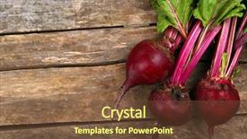  Presentation with wooden board empty table top - Colorful theme enhanced with young beets on wooden table backdrop and a tawny brown colored foreground