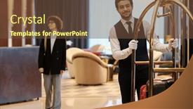  Presentation with lounge - Presentation theme consisting of young-bellboy-in-suit-pushing background and a tawny brown colored foreground