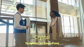  Presentation with black woman - Presentation theme featuring young-bellboy-in-uniform-meeting background and a violet colored foreground