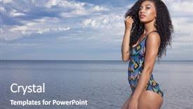  Presentation with african american girl power business - Audience pleasing theme consisting of young beuatiful african american girl backdrop and a gray colored foreground