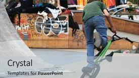  Presentation with bmx - Cool new slides with young biker on training backdrop and a light gray colored foreground