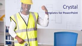  Presentation with architect - Audience pleasing slides consisting of young black architect working backdrop and a sky blue colored foreground