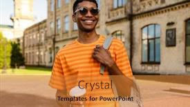  Presentation with black man - Presentation theme having young-black-brunette-man-wearing background and a gold colored foreground