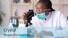  Presentation with young black couples hiking - Presentation theme having young black chemist working background and a light blue colored foreground