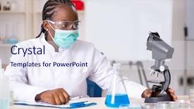  Presentation with chemist - Slide set enhanced with young black chemist working background and a sky blue colored foreground