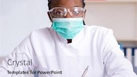  Presentation with chemist - Slides featuring young-black-chemist-working background and a sky blue colored foreground