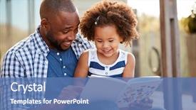  Presentation with daughter - Beautiful PPT theme featuring young black father and daughter backdrop and a teal colored foreground
