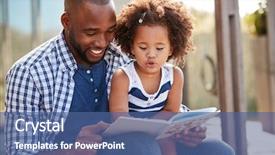  Presentation with black father - Colorful presentation design enhanced with young black father and daughter backdrop and a ocean colored foreground